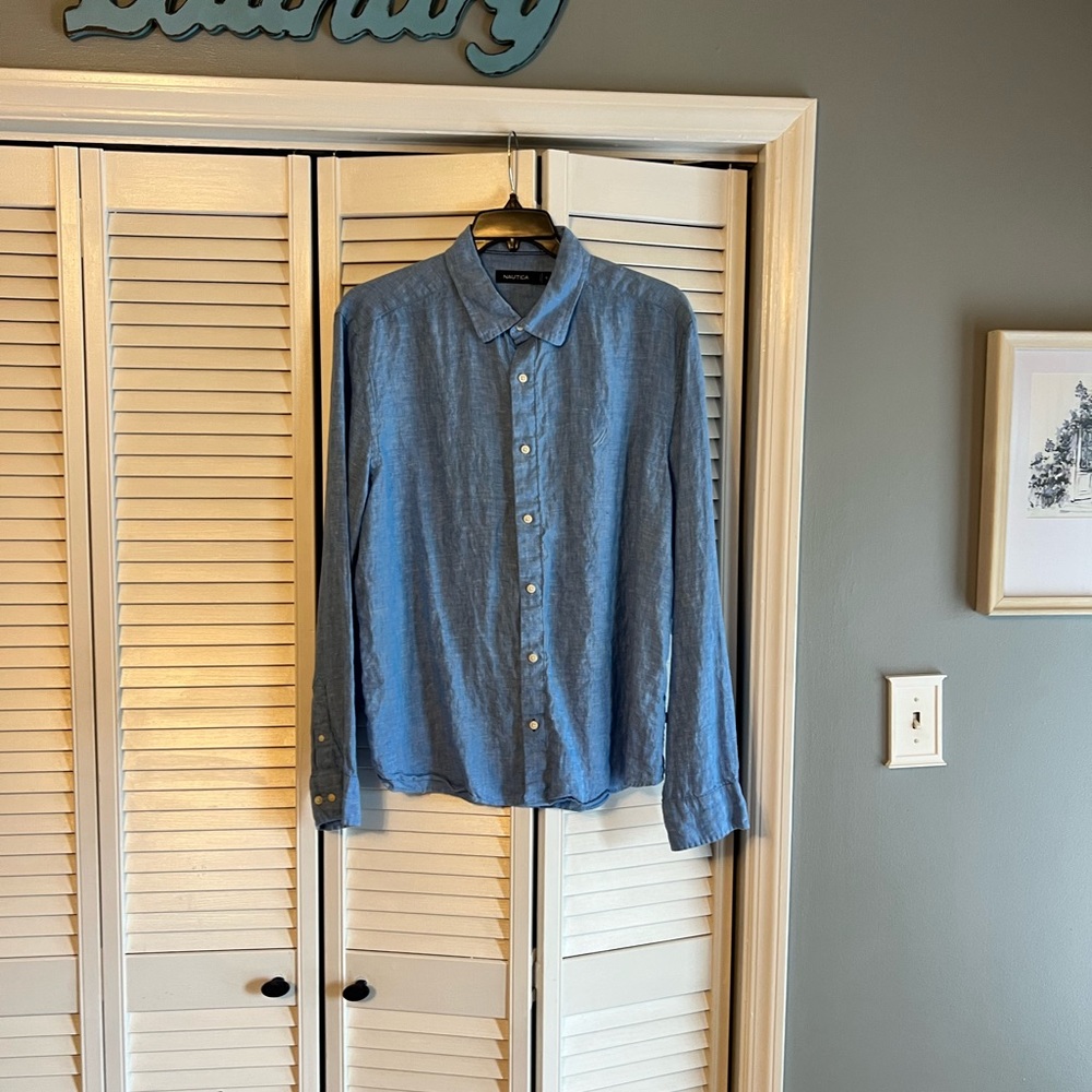 Men's Nautica Crinkle‎ Material Shirt SZ XL